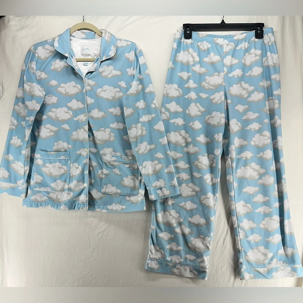 Nick and Nora Vintage 100% Cotton‎ Clouds Pajama Set Youth Size XL 14/16